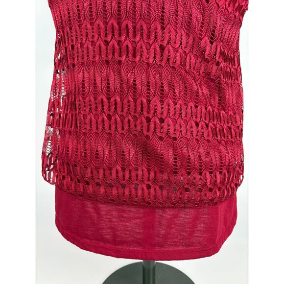 VTG Y2K Lace Cherry Red Cami Top Size SMALL Coquette Camisole Tank 90s Grunge - Picture 6 of 11
